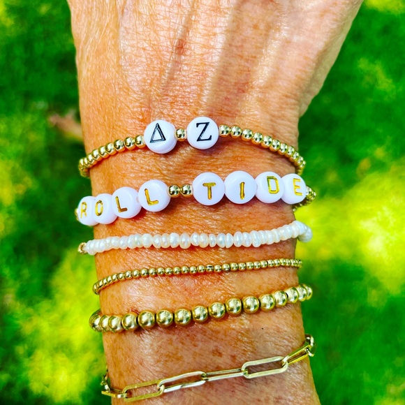 4mm handmade 14k gold filled bead stretch bracelet - Picture 5 of 8